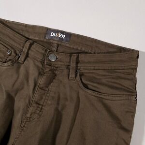 DU/ER Slim Fit Pants Mens 33x30 Brown N2X Performance Trousers MFNS1001